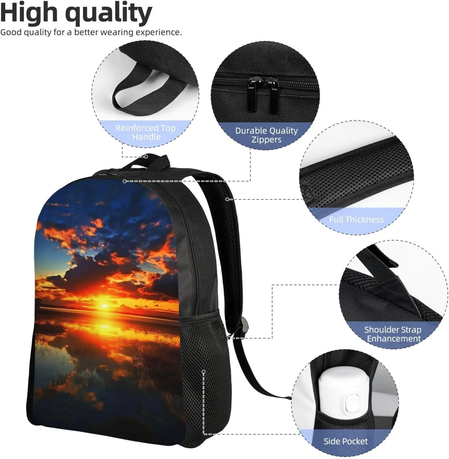 Laptop Backpack for Women Men Carry-on Backpack Sunset Daypack Lightweight Travel Shoulder Bags