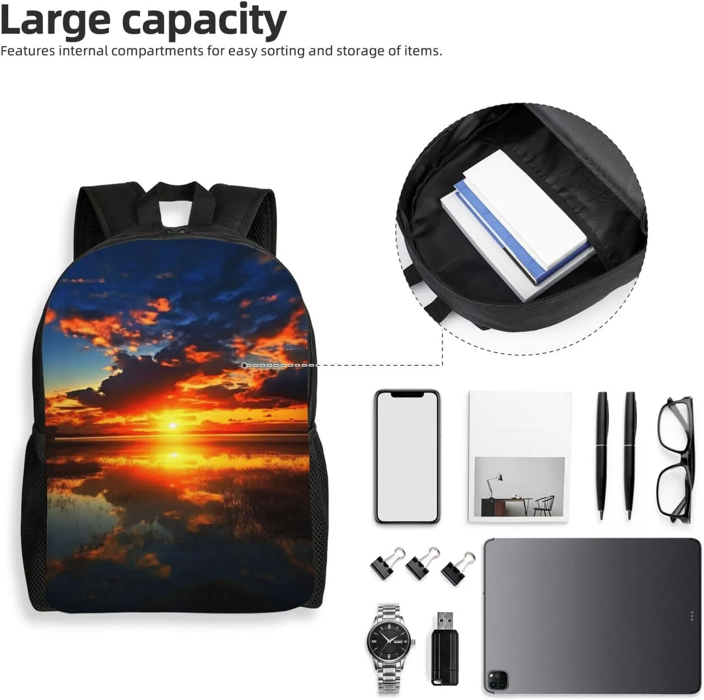 Laptop Backpack for Women Men Carry-on Backpack Sunset Daypack Lightweight Travel Shoulder Bags