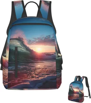 Laptop Backpack Lightweight Travel Backpack Ocean Tide Waves Computer Bag Hiking Daypack for Men Women