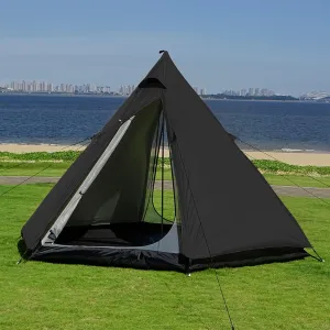 Large Space Pyramid Tipi Tent Ultralight Family Camping Tent Windproof Outdoor Teepee Tent for Adults 4 Person Double Layer Tents