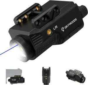 Laser Light Combo - 800 Lumens Laser Beam and Flashlight for Pistol Rifle with Picatinny 1913 Rail, Tactical Blue Gun Laser Light Combo, USB C Rechargeable 500mAh Battery