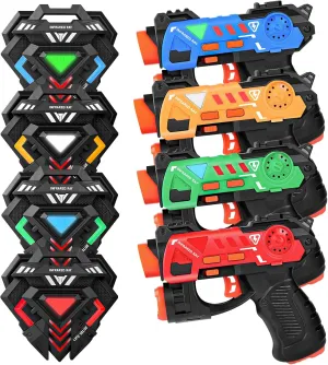 Laser Tag Guns Set of 4, Laser Tag for Boys Age 8-12 with 4 Infrared Vests & 4 Laser Guns, Multi Players Sports & Outdoor Play Toys, Outside Activity Backyard Games