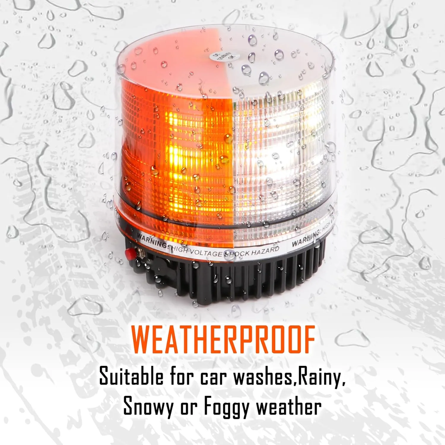 LE-JX Amber/White Wireless Rotating Beacon Orange Battery Led Strobe Warning Light Roof Top Plow Hazard Flash Emergency Lights 12V with Magnetic Base Mount and Rechargeable Plug(Yellow/White, 18 LED)
