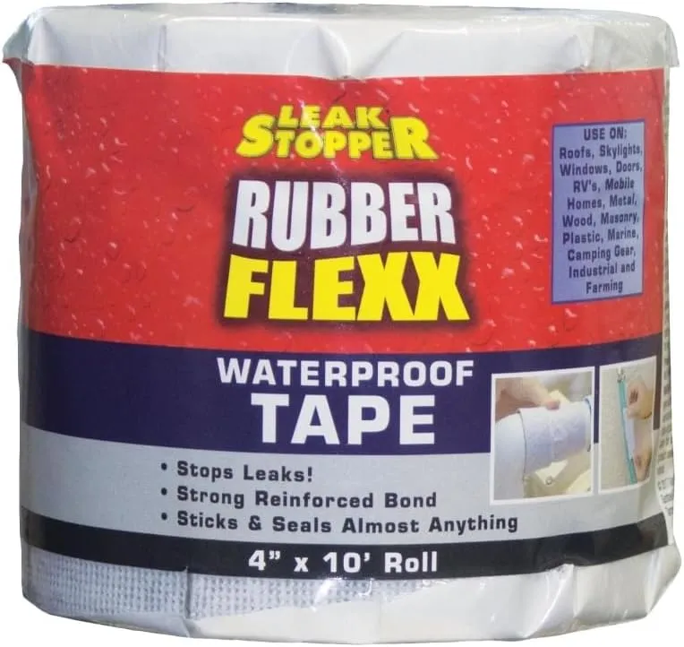 Leak Stopper Rubber Flexx Waterproof Tape |4 in x 10 ft| Repair Material to Seal and Fix Leaks, Roofs, Gutters, Windows & More! | Incredible Adhesion w/Durability and Toughness | 1 Pack White