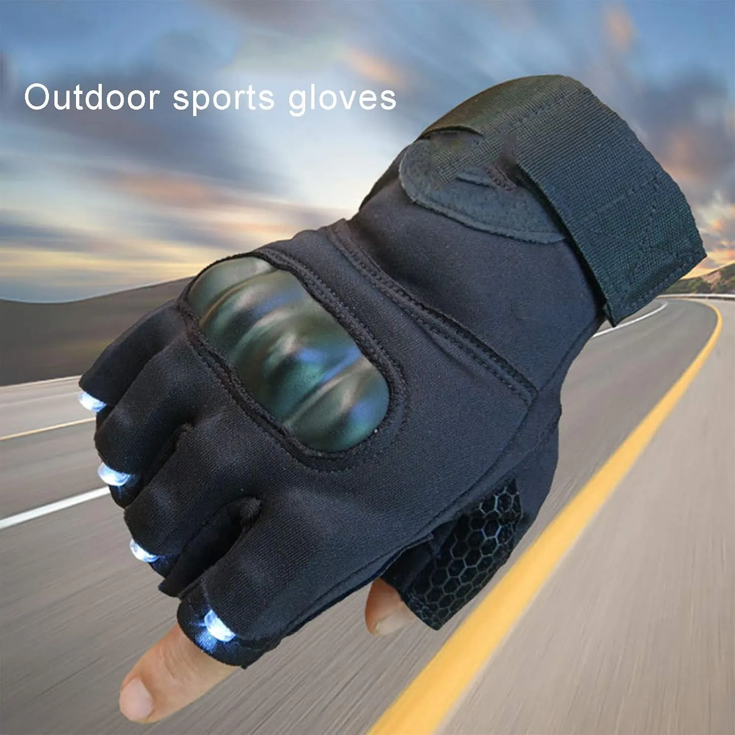 LED Flashlight Gloves, Men's and Women's Fingerless Night Light Tool, Hands-Free Torch for Repair and Work in Place, Outdoor Sports, Fishing, Camping (1 Pair)