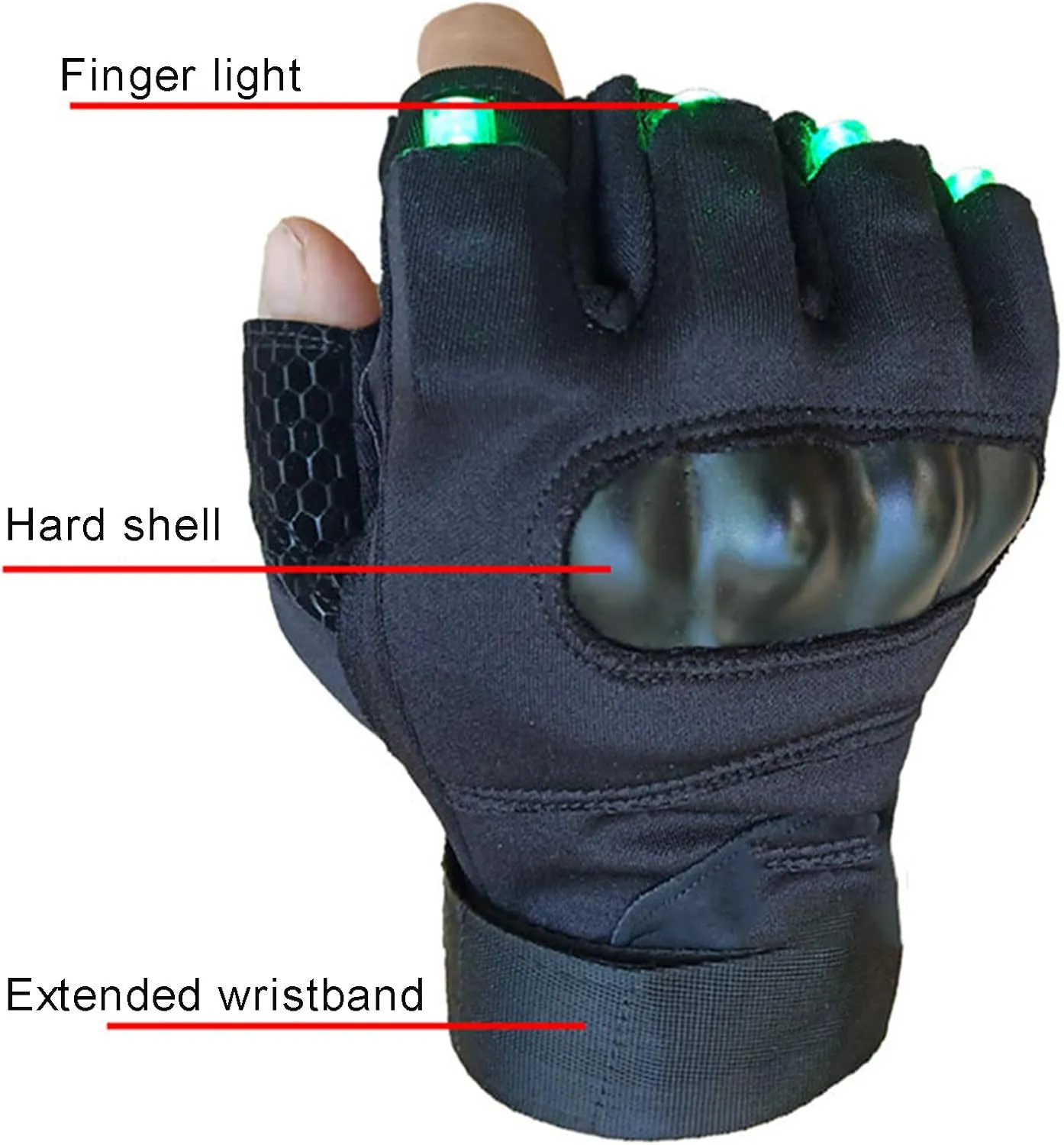 LED Flashlight Gloves, Men's and Women's Fingerless Night Light Tool, Hands-Free Torch for Repair and Work in Place, Outdoor Sports, Fishing, Camping (1 Pair)
