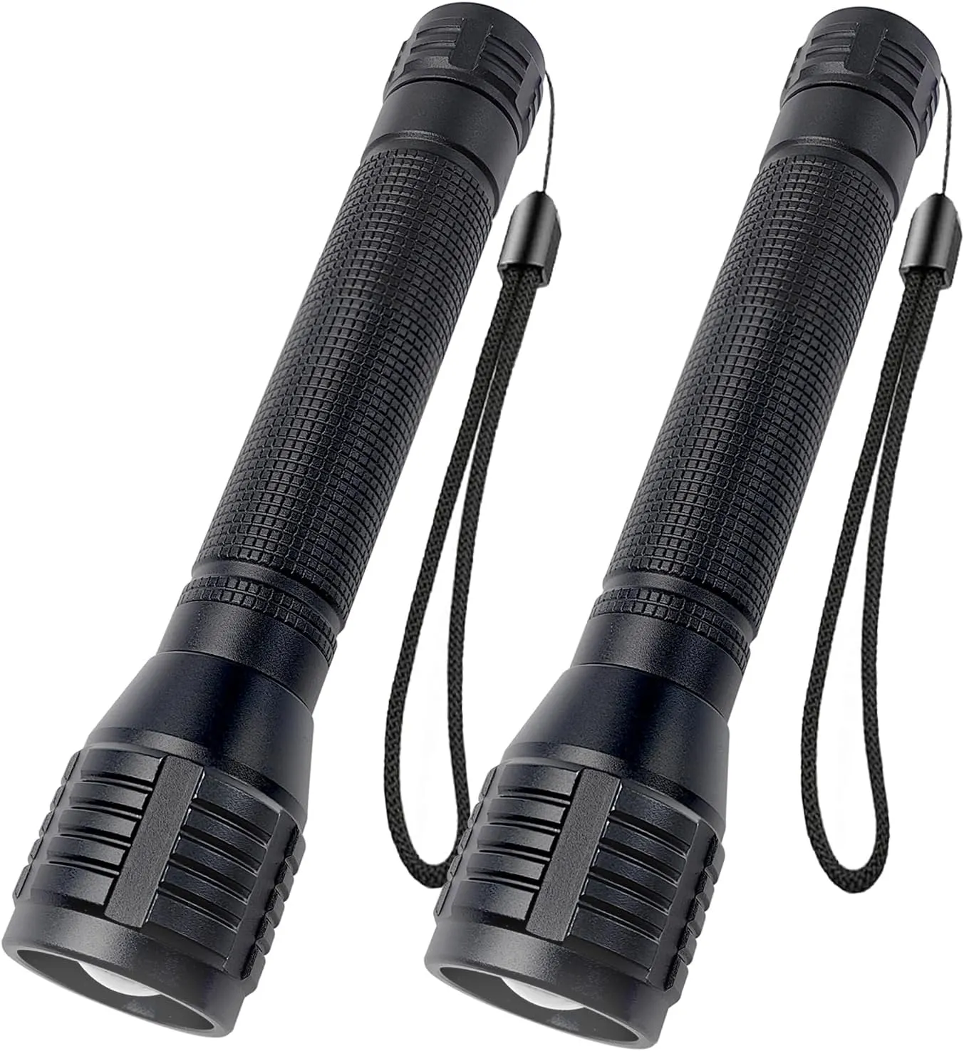 LED Flashlight High Lumens AA Battery Powered, 3 Modes, Adjustable Focus, Small Camping Flashlights for Emergency, Hiking, Power Outages, Everyday Use, Batteries Not Included, 2 Pack