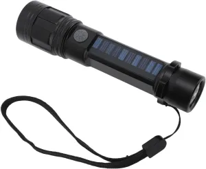 LED Flashlight Zoomable 3 Light Modes USB Or Solar Design Bright Flashlight for Outdoor Adventure Camping