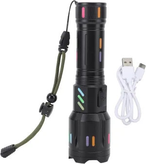 LED Flashlights High Powered Zoomable Handheld Torch Powerful Tactical Flashlight Outdoor White Laser Long Range Flashlight with Battery Level Display for Emergency Camping