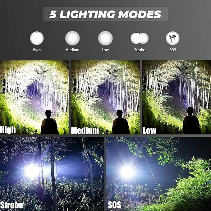 LED Powerful Flashlights 5 Pack, Bright Zoomable Tactical Flashlights High Lumens and 5 Modes, Waterproof Portable Mini Flashlight for Emergency, Camping, and Outdoor Use