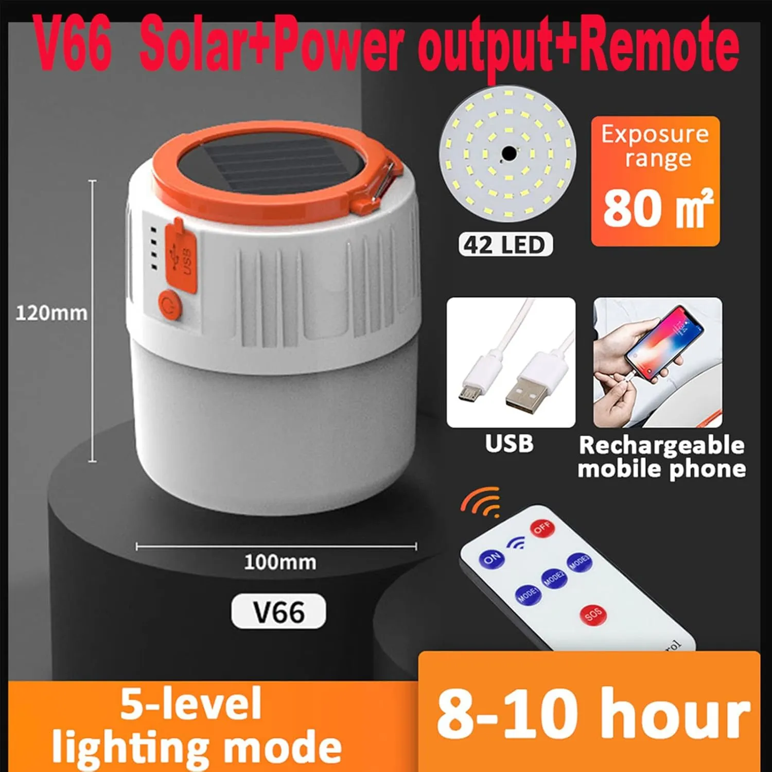 LED Solar Lantern Outdoor Tent Lights LED Emergency Light USB Charger Portable Atmosphere Lights Camping Fishing Waterproof Lights