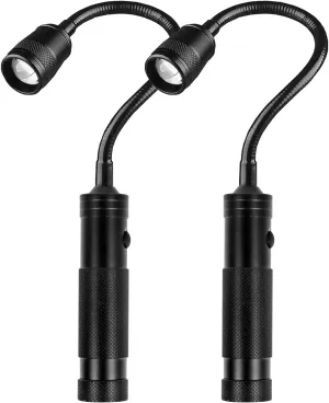 LED Work Light, Gooseneck Flashlight with Magnetic Base, Zoomable Flexible Led, 500 Lumen Mechanics Light Suitable for Auto Repair, Outdoor BBQ, Work Bench, Emergency, Pack of 2