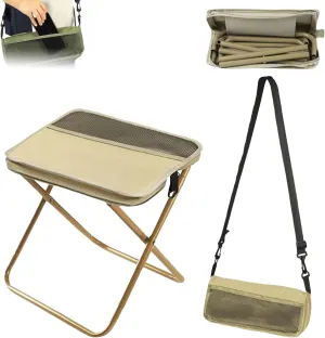 LELEBEAR Foldable Backpack Stool and Purse – Lightweight Utility Stool with Storage, Compact Foldable Step Stools for Backpacking, Camping, Hiking, Travel, or Fishing (Khaki)