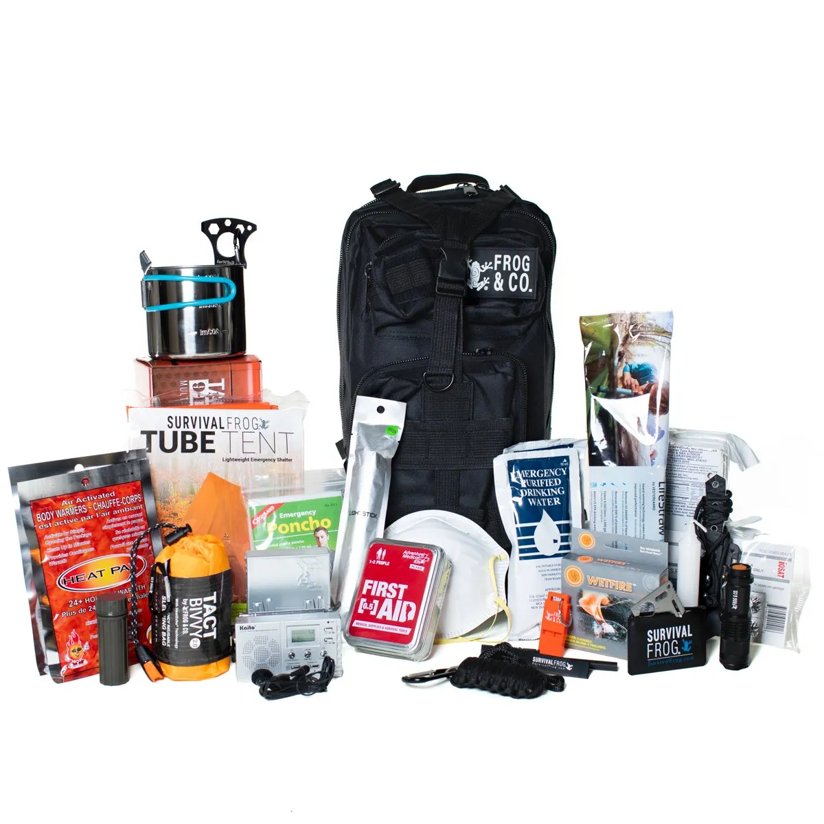 LifeShield® All-In-One Bug Out Bag w/ 6 Survival Kits by Frog & CO