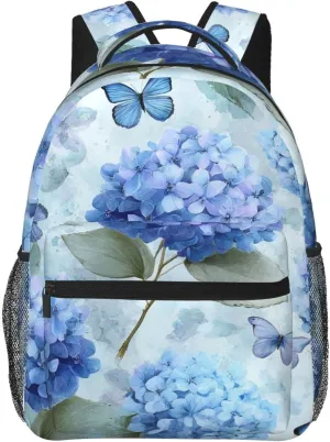 Light Blue Hydrangea Practical Backpack For Trekking Office Gift