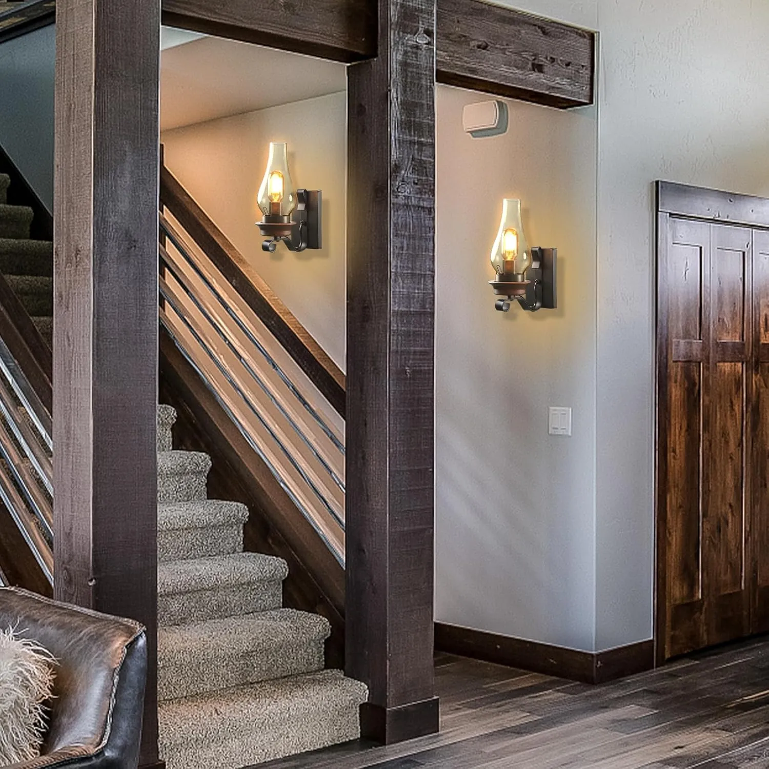 LightInTheBox Rustic Wall Sconce Vintage Farmhouse Wall Light Fixtures Industrial Glass Wall Lamp for Cabin Bedroom Living Room Hallway Fireplace (2PCS)
