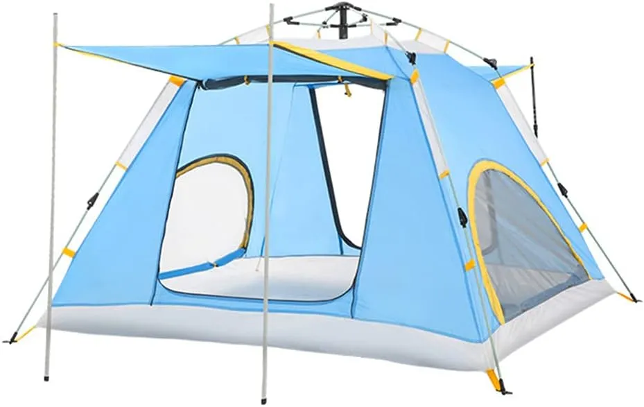 Lightweight 3-4 Person Instant Pop Up Tent with Double Layer - Portable, Automatic Opening, Ideal for Family Camping
