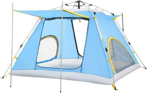 Lightweight 3-4 Person Instant Pop Up Tent with Double Layer - Portable, Automatic Opening, Ideal for Family Camping