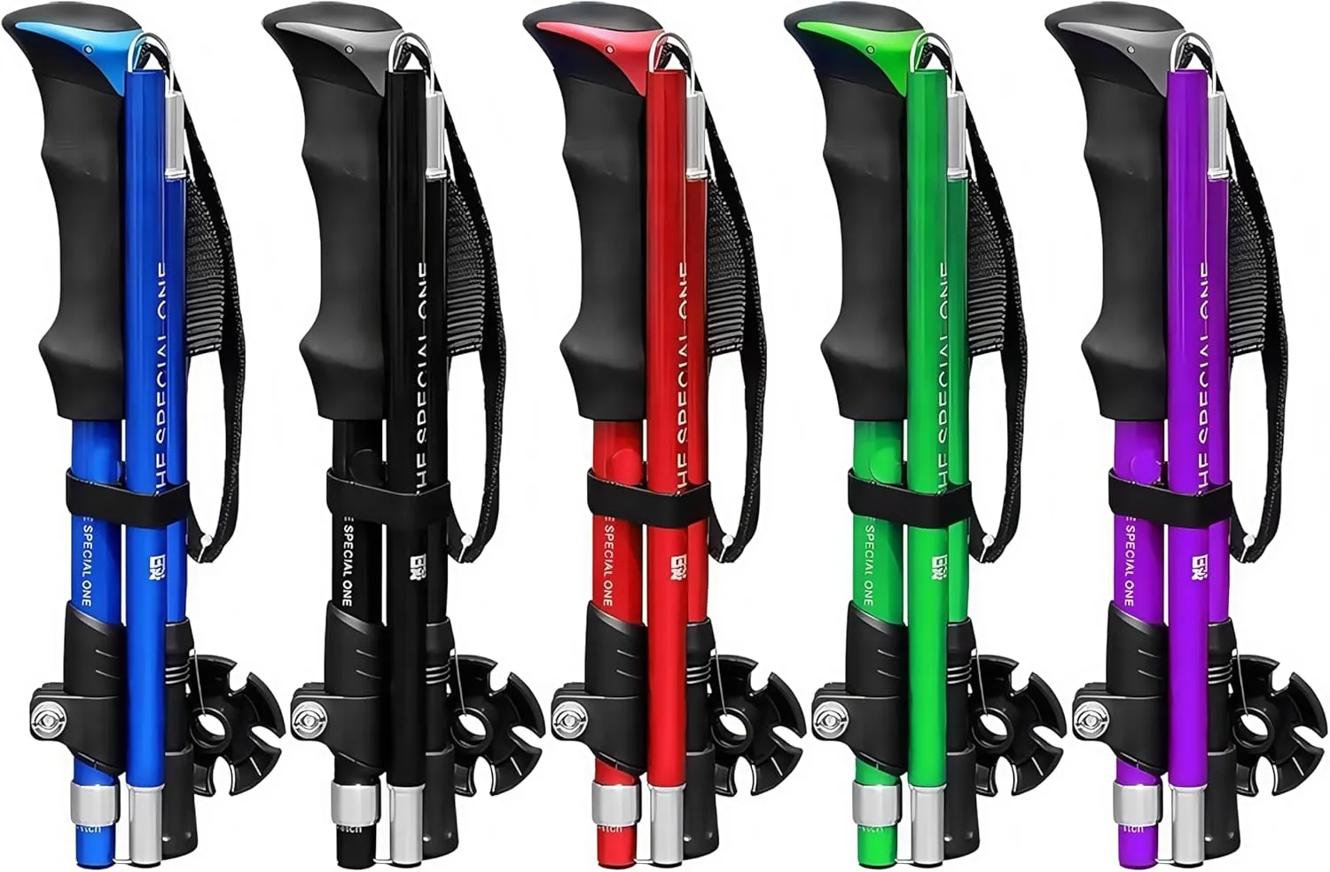 Lightweight Aluminum Collapsible Trekking Poles – Adjustable Quick-Lock Walking Sticks for Hiking & Backpacking, 5-Section Foldable Design (Men & Women)