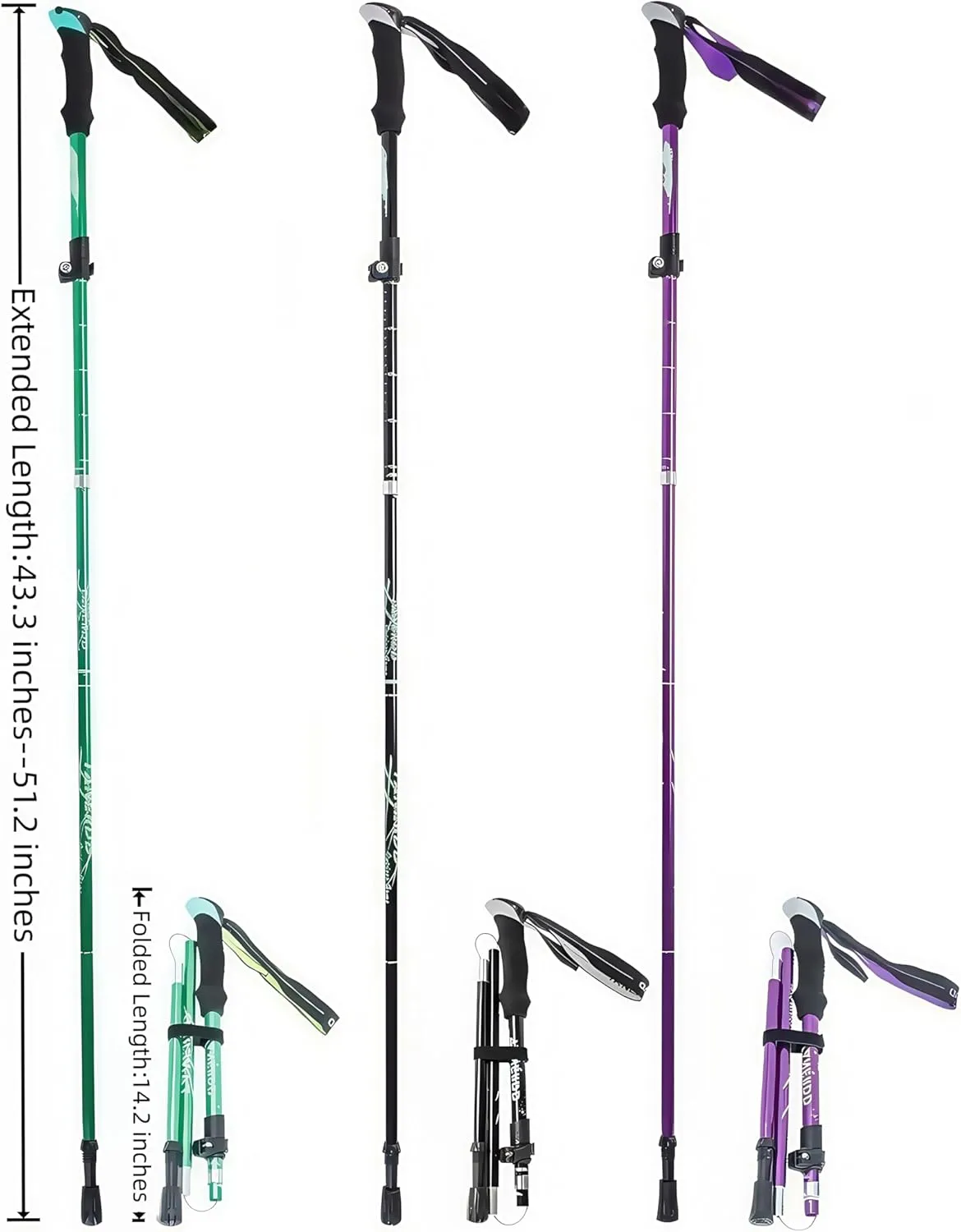 Lightweight Aluminum Collapsible Trekking Poles – Adjustable Quick-Lock Walking Sticks for Hiking & Backpacking, 5-Section Foldable Design (Men & Women)