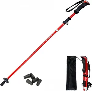 Lightweight Aluminum Collapsible Trekking Poles – Adjustable Quick-Lock Walking Sticks for Hiking & Backpacking, 5-Section Foldable Design (Men & Women)