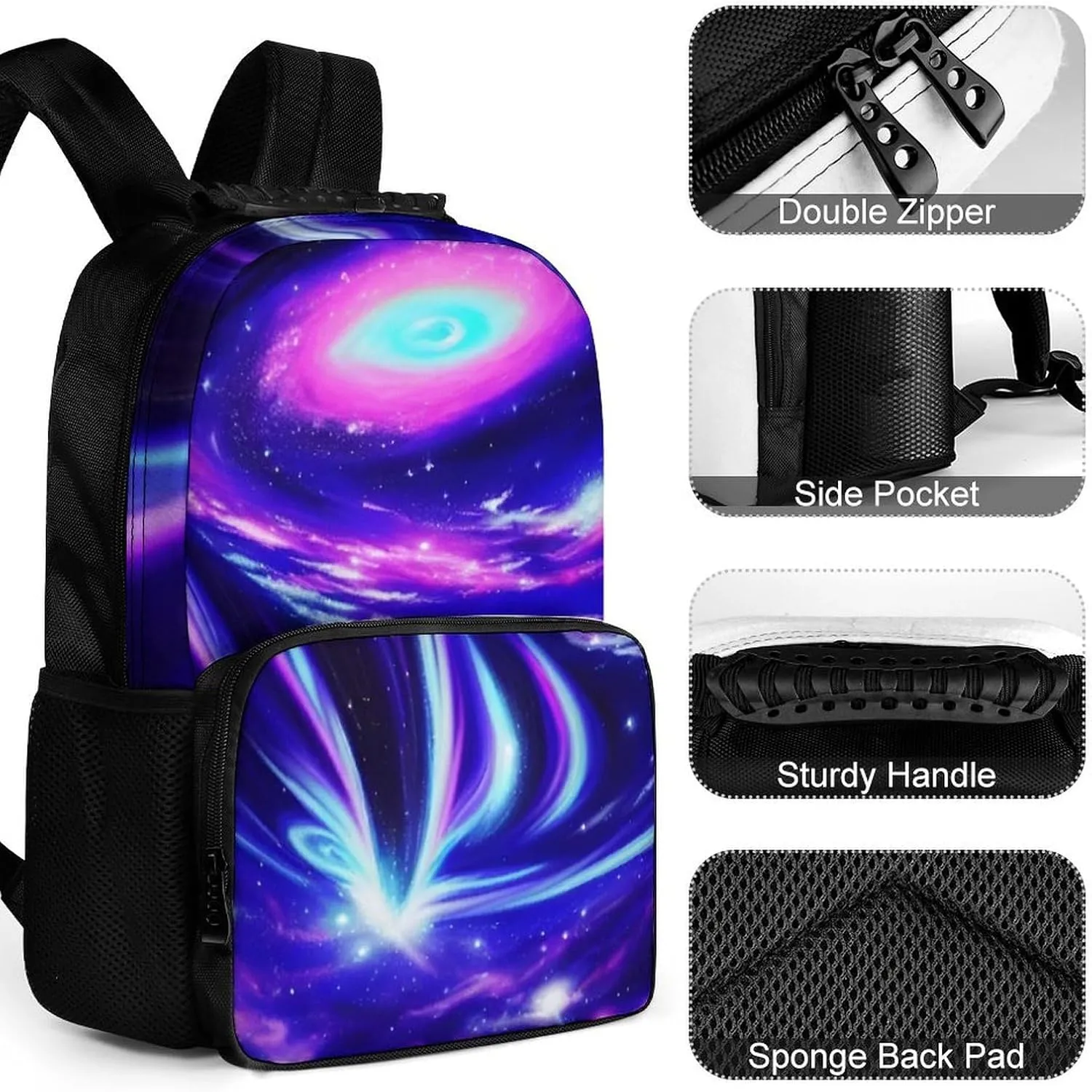 Lightweight Backpack for Gym Travel Bicycle - Big Capacity Multipurpose Anti-Theft Carry On Bag, Galaxy Space Art Travel Hiking Bag & Day Pack