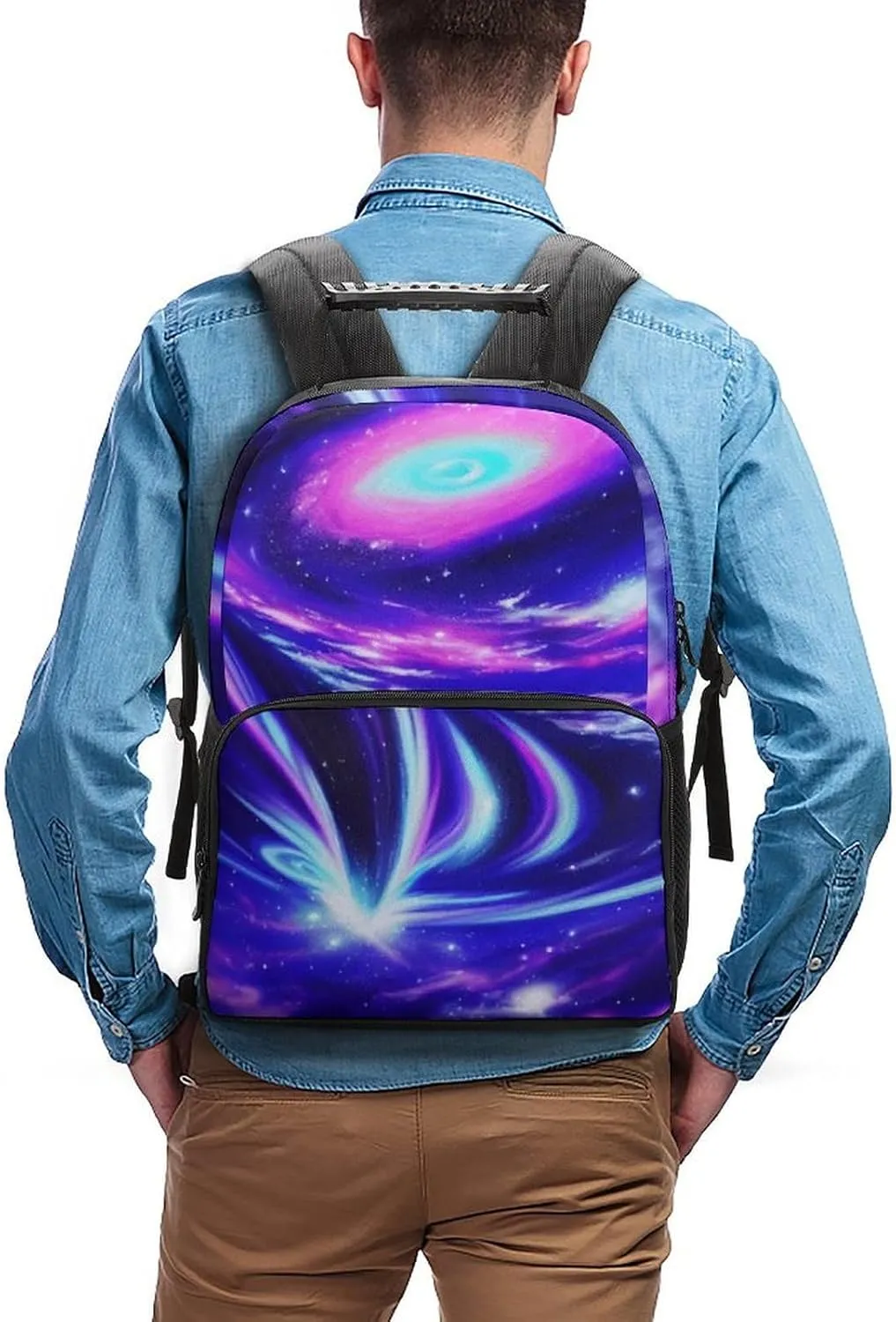 Lightweight Backpack for Gym Travel Bicycle - Big Capacity Multipurpose Anti-Theft Carry On Bag, Galaxy Space Art Travel Hiking Bag & Day Pack