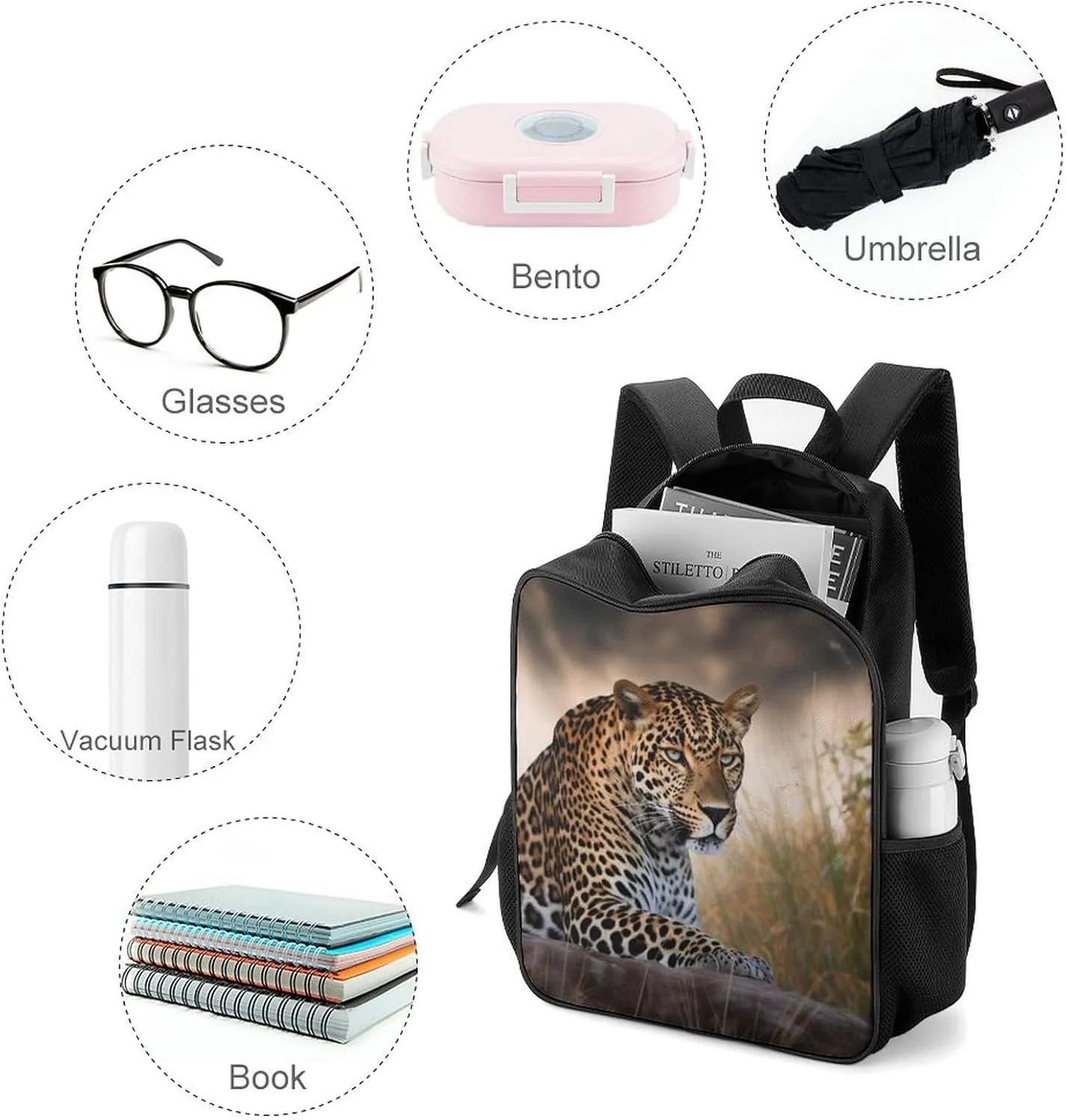 Lightweight Backpacks Cute Travel Bag Durable African Animal Leopard Printing Small Travel Backpack For Women & Men