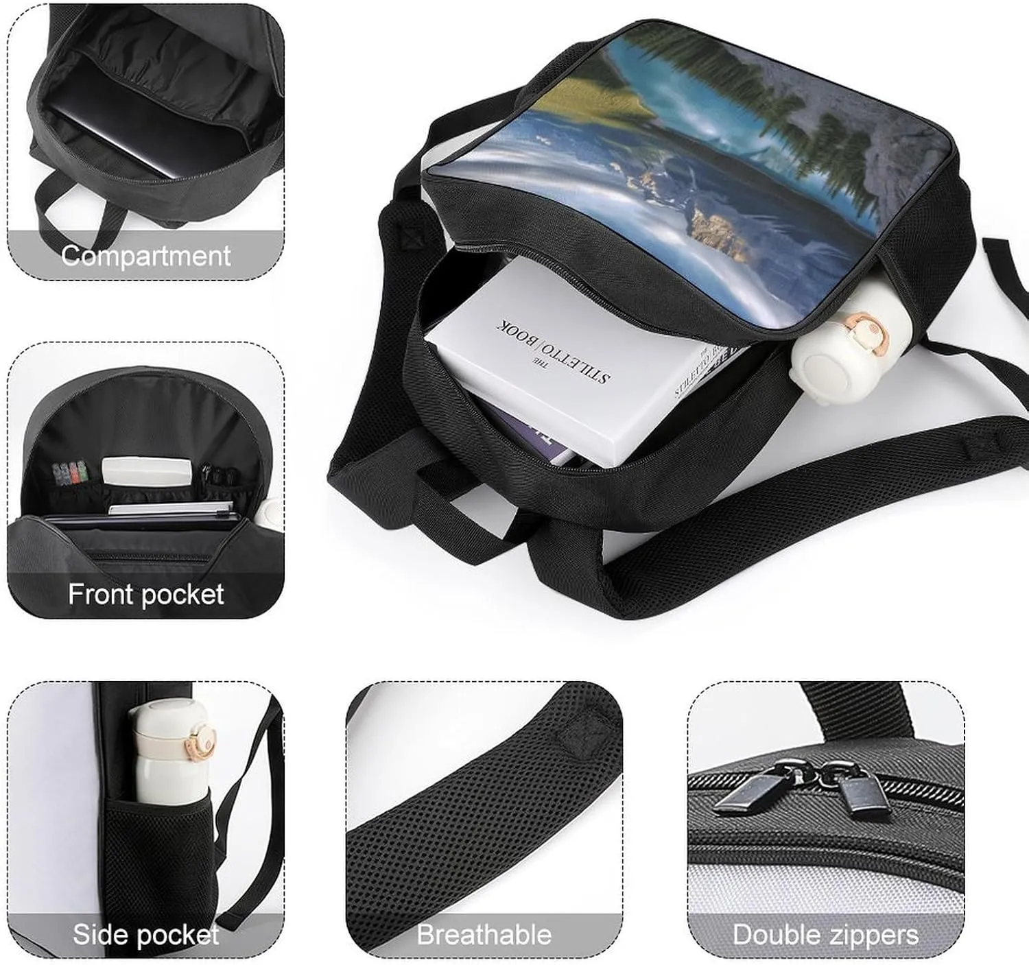 Lightweight Backpacks Cute Travel Bag Durable Banff Natural Scenery Printing Small Travel Backpack For Women & Men