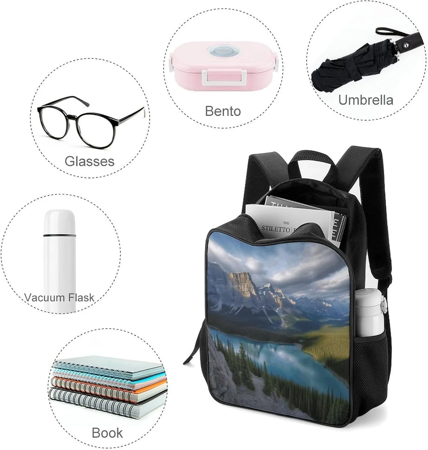 Lightweight Backpacks Cute Travel Bag Durable Banff Natural Scenery Printing Small Travel Backpack For Women & Men