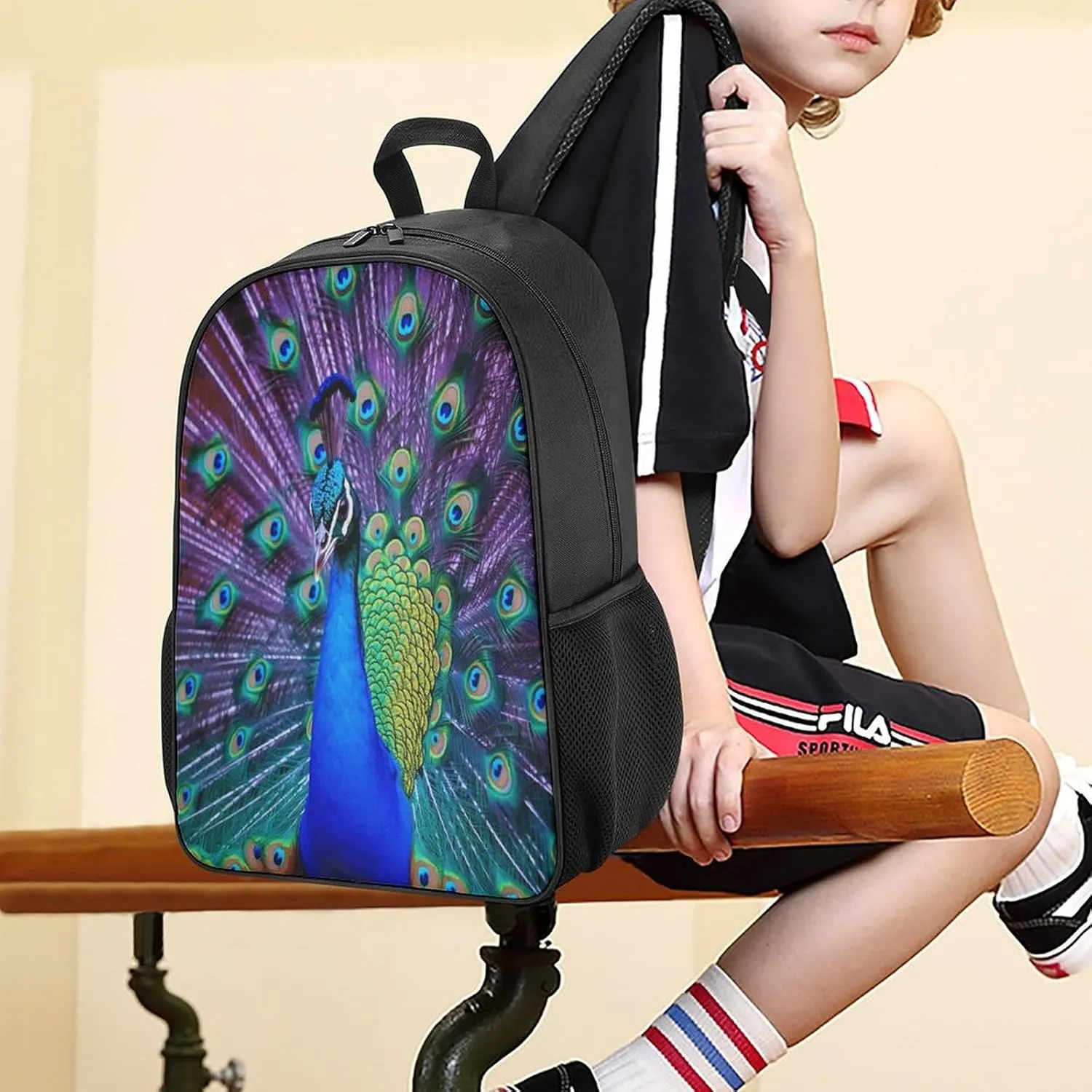 Lightweight Backpacks Cute Travel Bag Durable Beauty Peacock Printing Small Travel Backpack For Women & Men