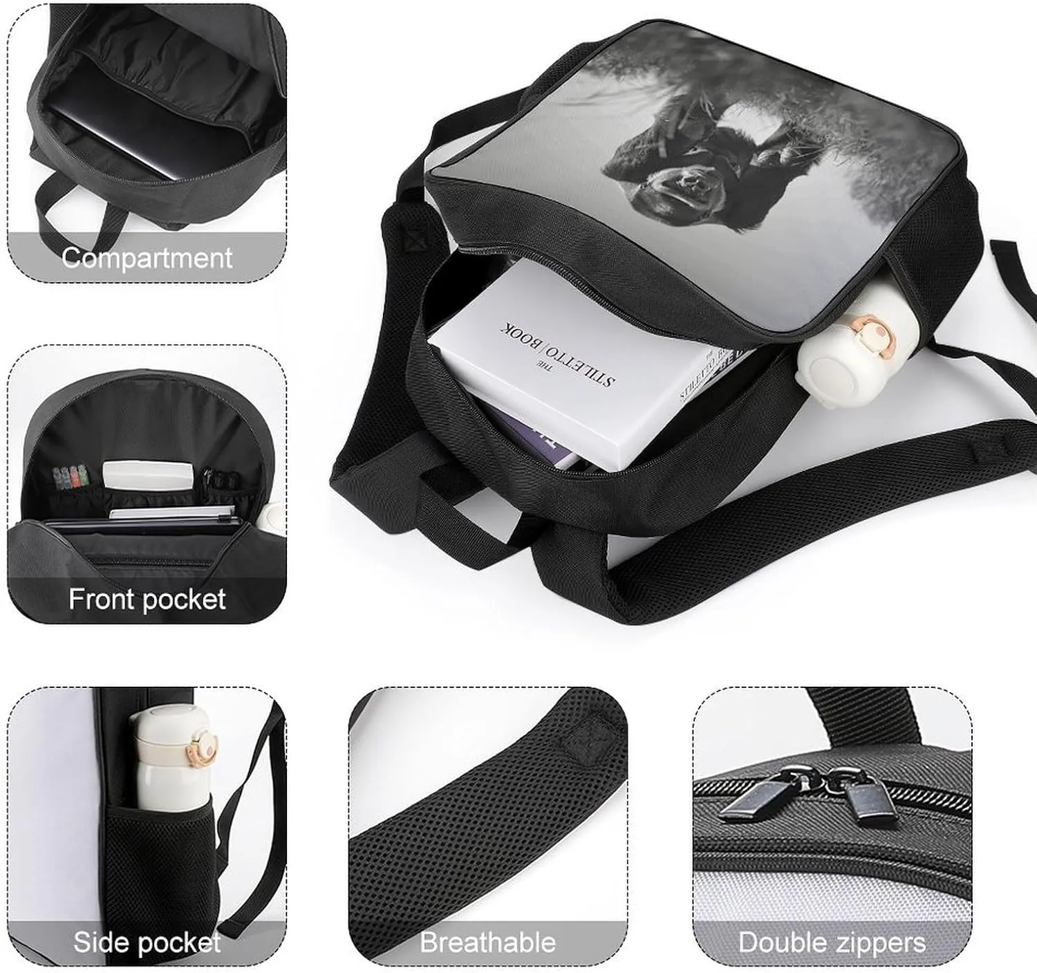 Lightweight Backpacks Cute Travel Bag Durable Biont In The Grass Printing Small Travel Backpack For Women & Men