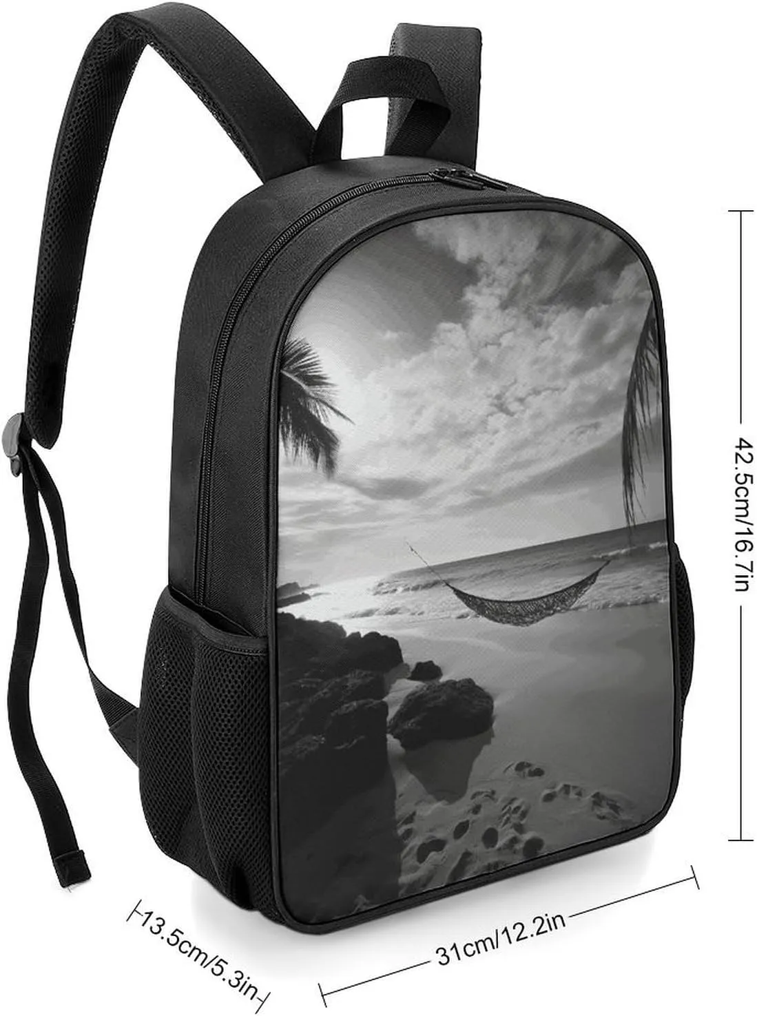Lightweight Backpacks Cute Travel Bag Durable Black And White Beach Printing Small Travel Backpack For Women & Men