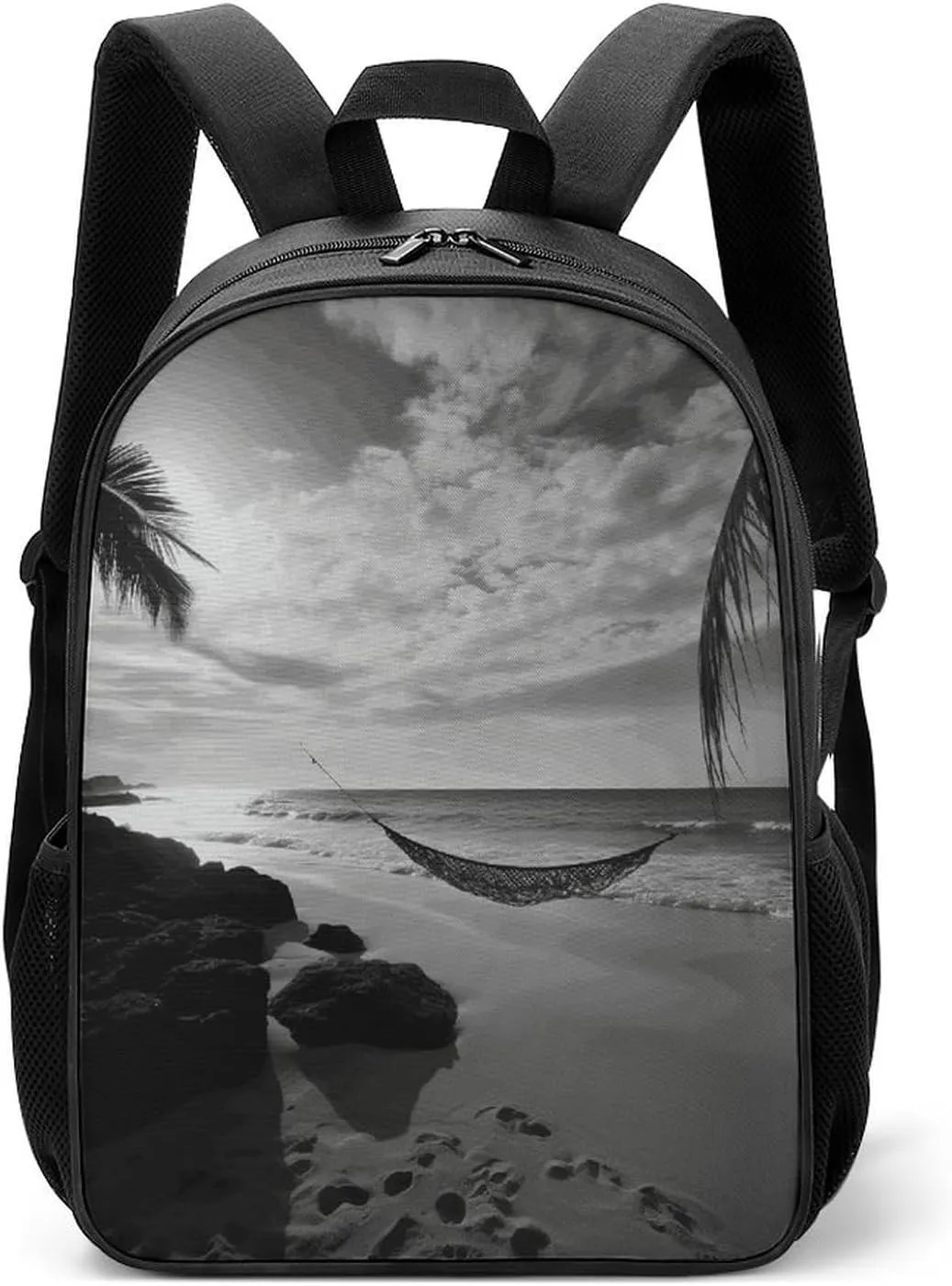 Lightweight Backpacks Cute Travel Bag Durable Black And White Beach Printing Small Travel Backpack For Women & Men
