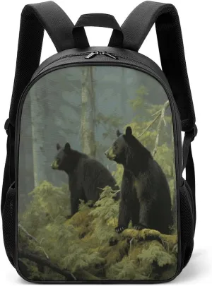 Lightweight Backpacks Cute Travel Bag Durable Black Bears Printing Small Travel Backpack For Women & Men
