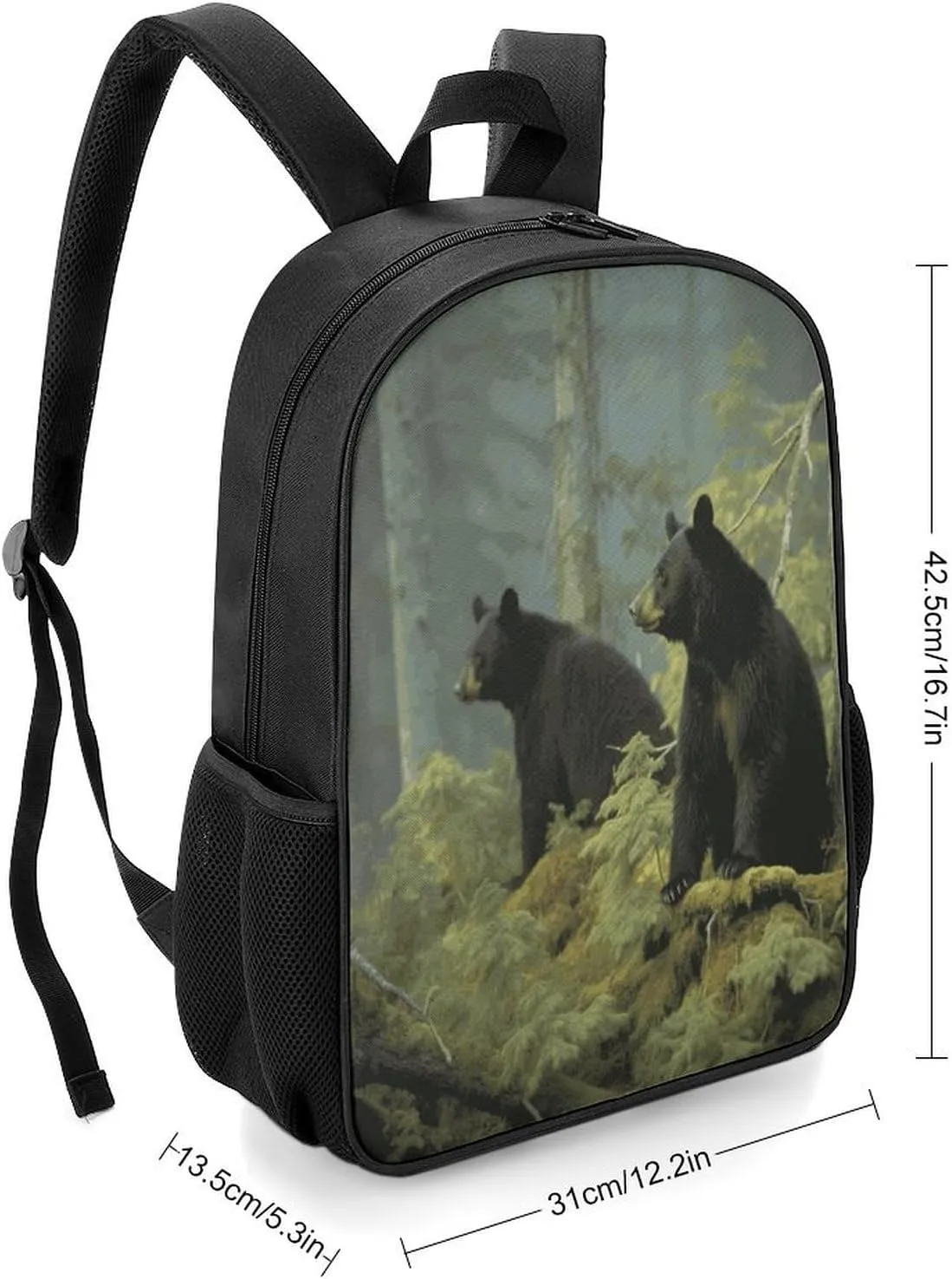 Lightweight Backpacks Cute Travel Bag Durable Black Bears Printing Small Travel Backpack For Women & Men