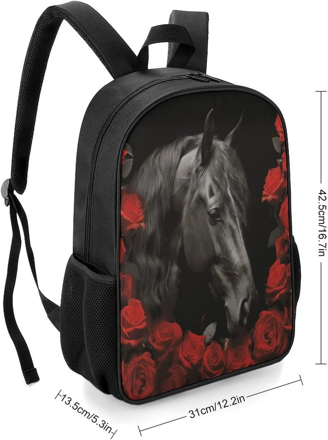 Lightweight Backpacks Cute Travel Bag Durable Black Horse Printing Small Travel Backpack For Women & Men