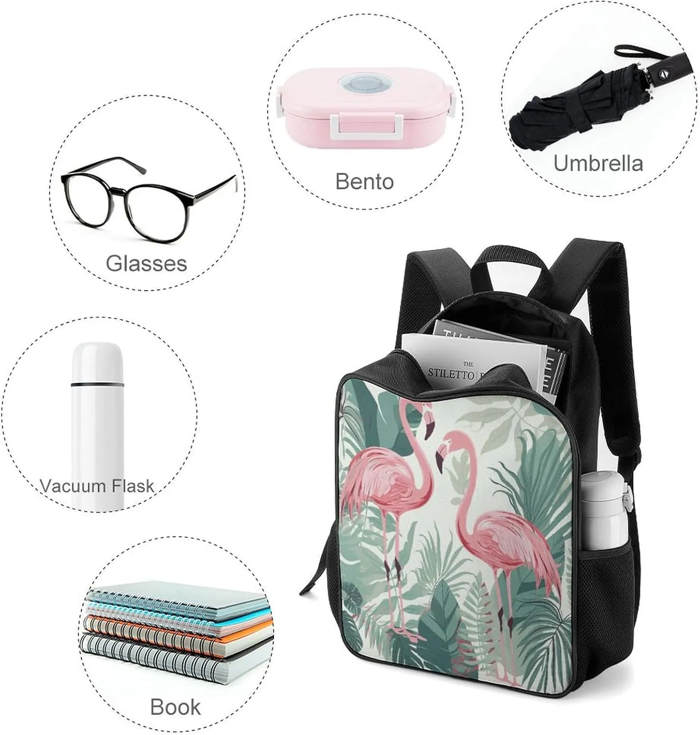 Lightweight Backpacks Cute Travel Bag Durable Cartoon Pink Bird Printing Small Travel Backpack For Women & Men