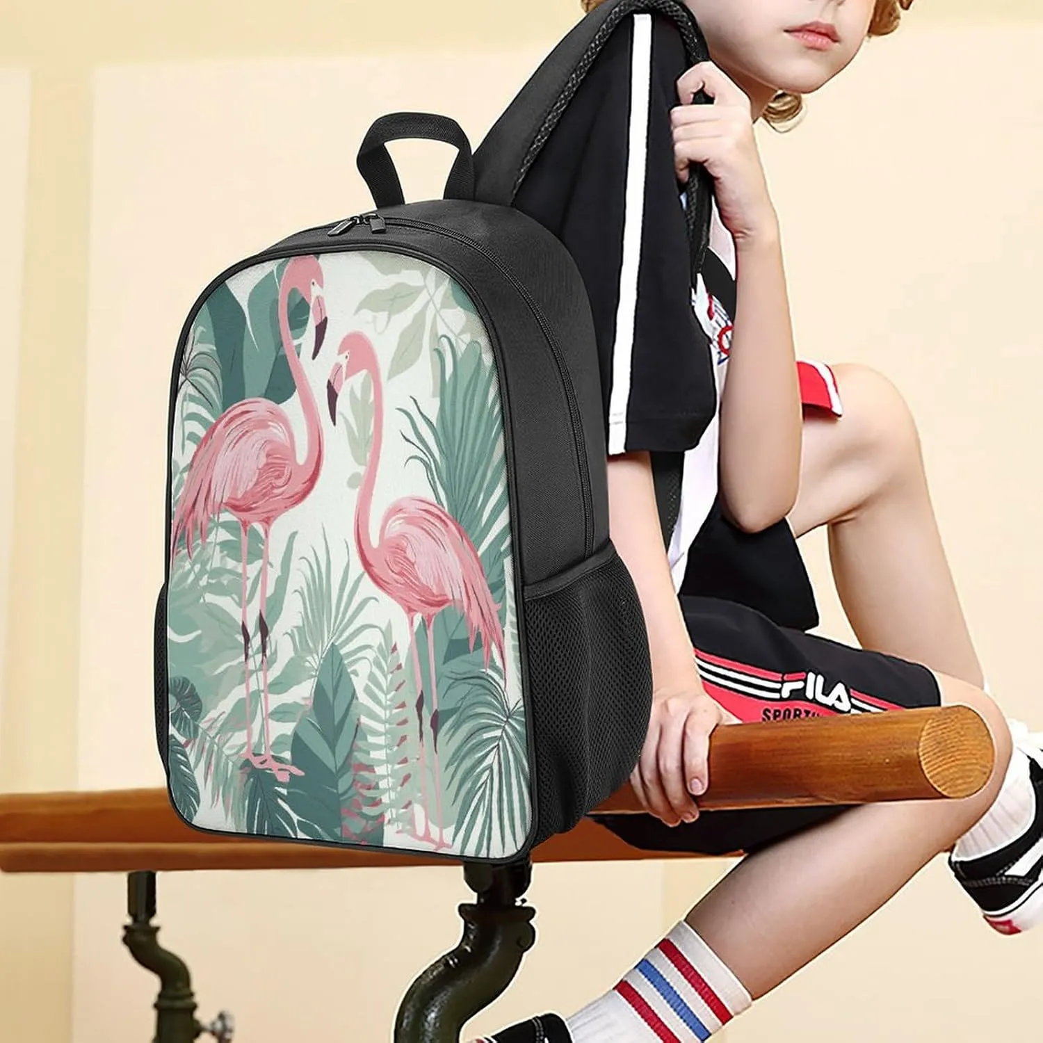 Lightweight Backpacks Cute Travel Bag Durable Cartoon Pink Bird Printing Small Travel Backpack For Women & Men
