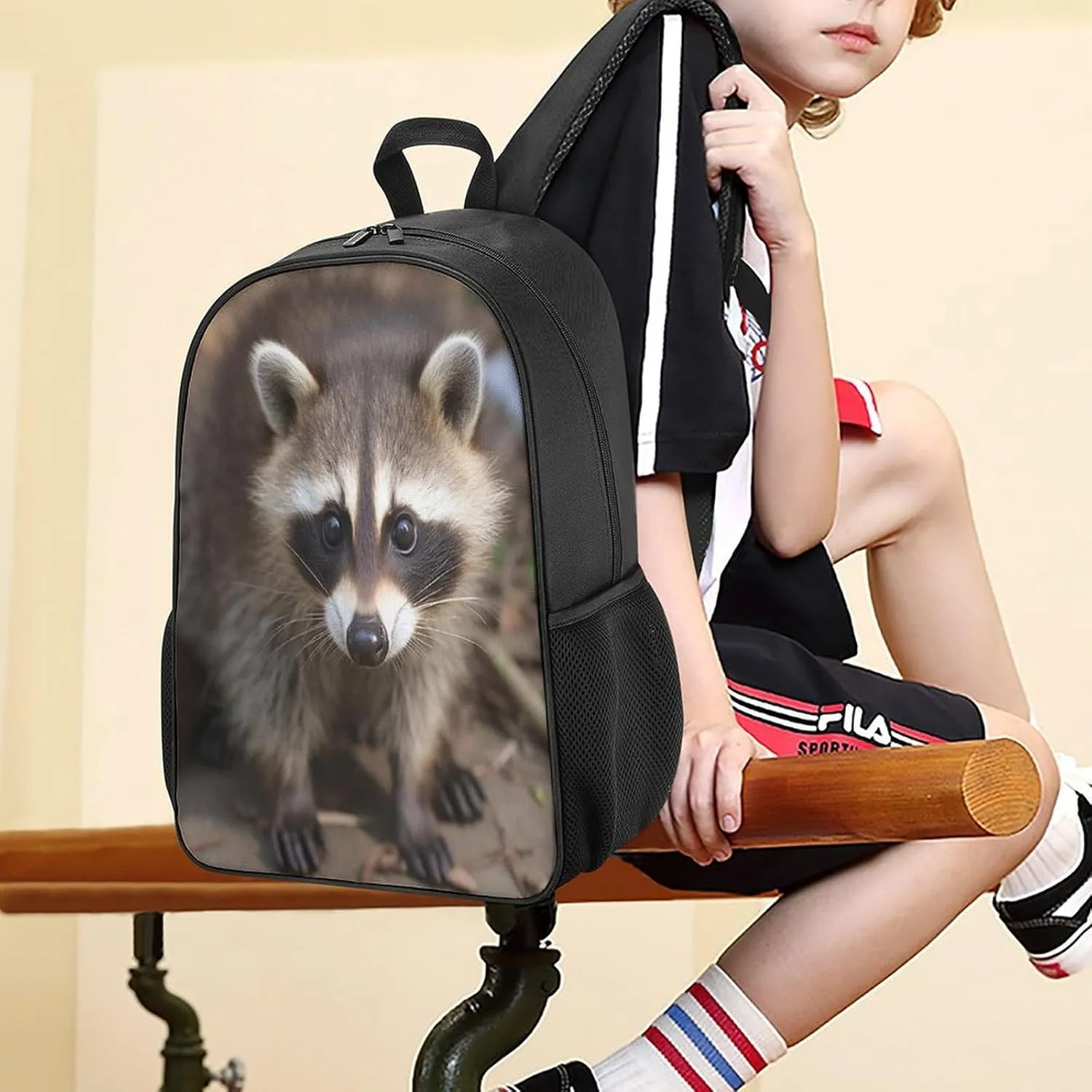 Lightweight Backpacks Cute Travel Bag Durable Cub Raccoon Printing Small Travel Backpack For Women & Men