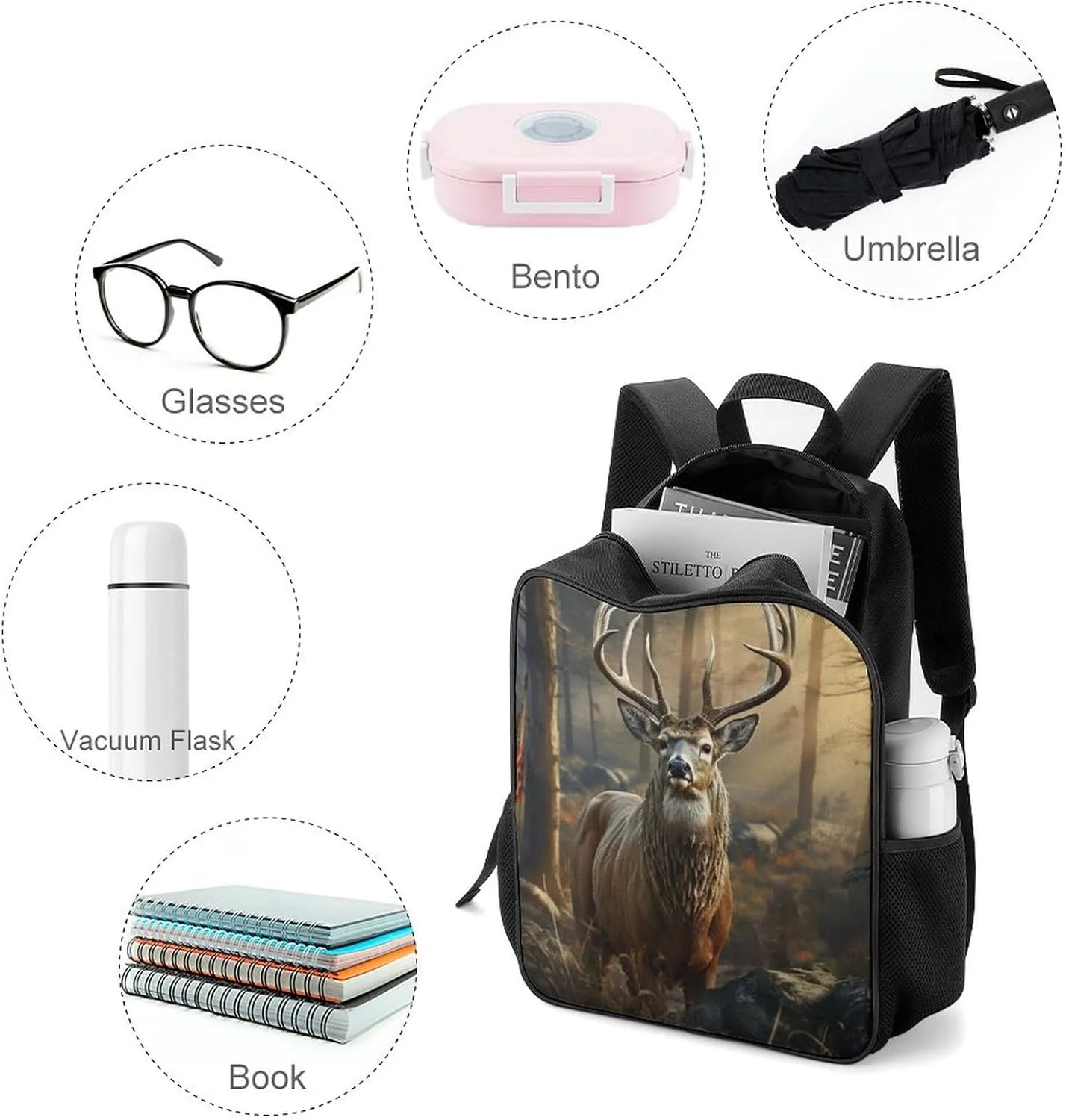 Lightweight Backpacks Cute Travel Bag Durable Deer Hunting Season Printing Small Travel Backpack For Women & Men