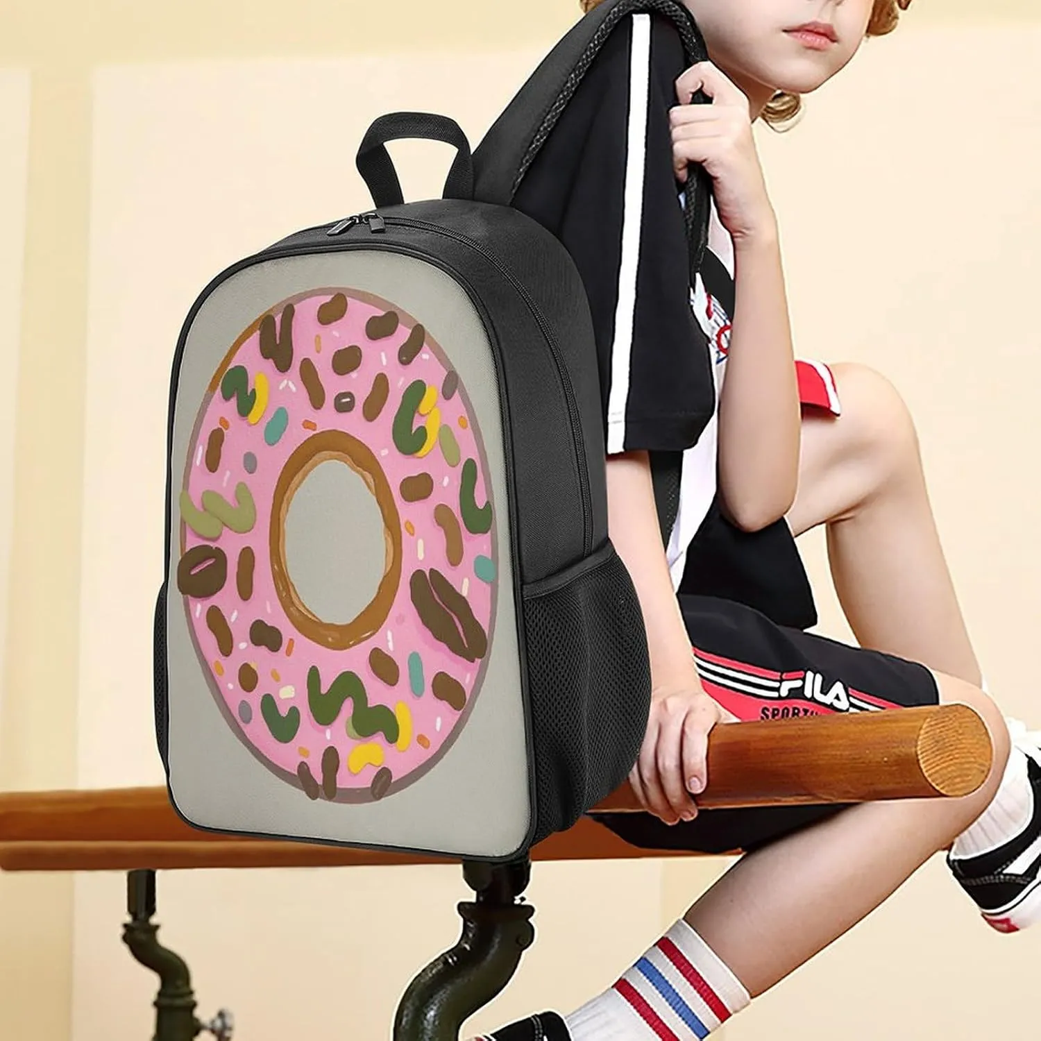 Lightweight Backpacks Cute Travel Bag Durable Donut Printing Small Travel Backpack For Women & Men