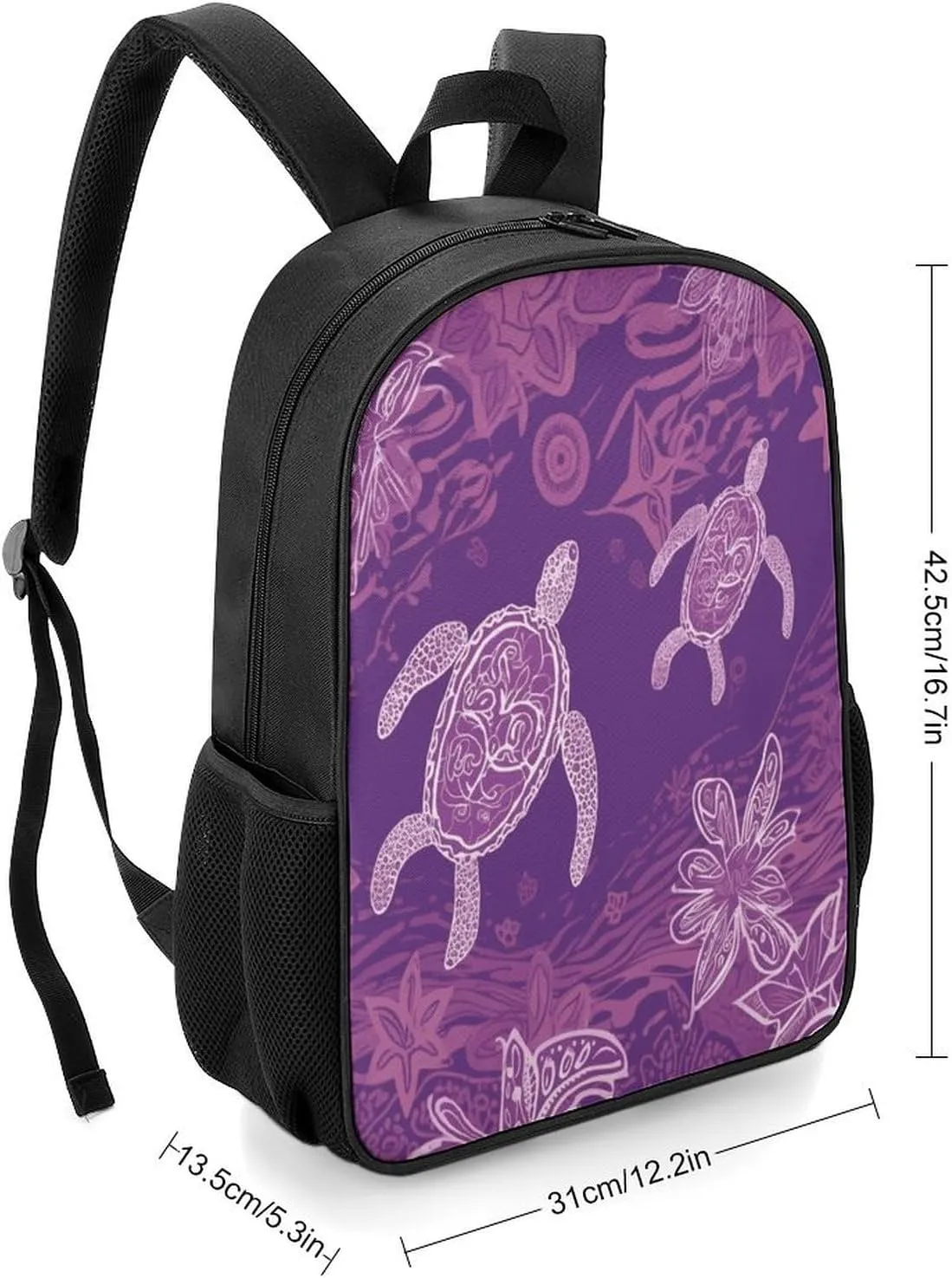 Lightweight Backpacks Cute Travel Bag Durable Hawaii with Purple Sea Turtle Printing Small Travel Backpack For Women & Men