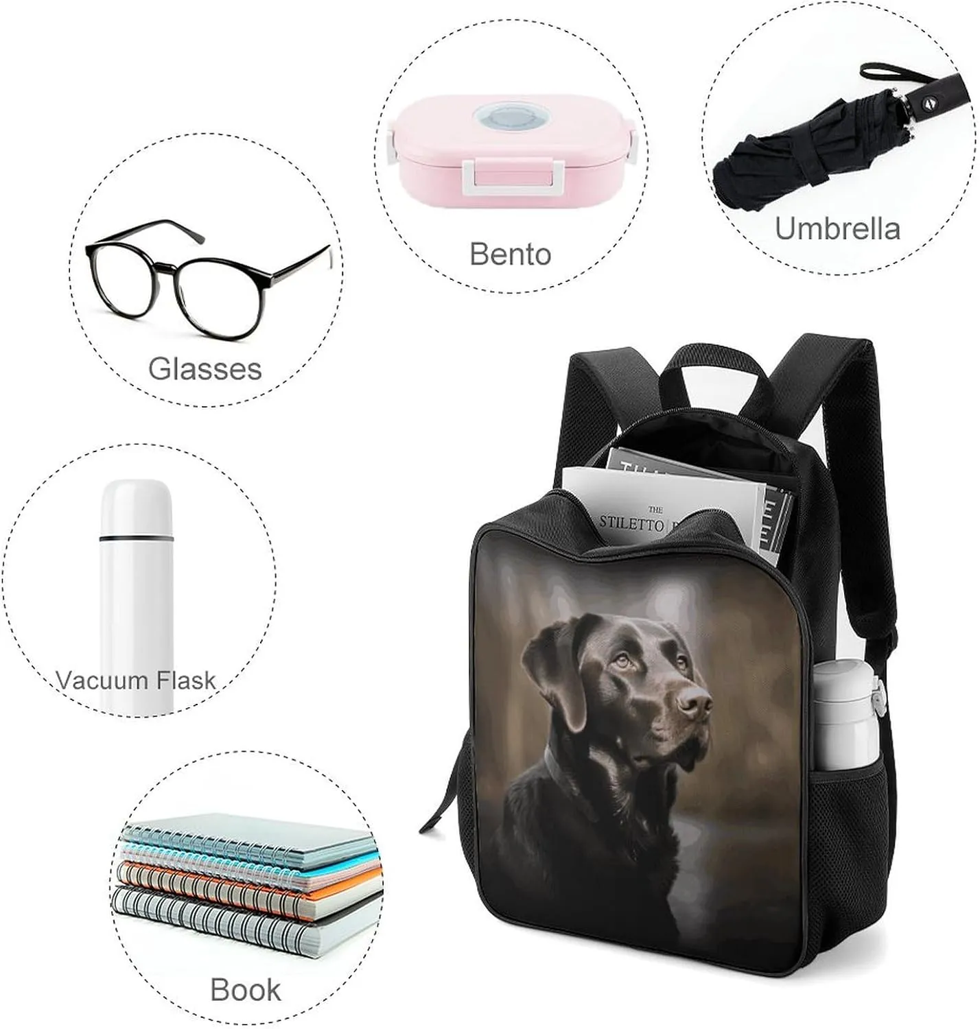 Lightweight Backpacks Cute Travel Bag Durable Labrador Retriever Printing Small Travel Backpack For Women & Men