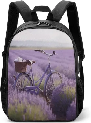 Lightweight Backpacks Cute Travel Bag Durable Lavender Field Bike Printing Small Travel Backpack For Women & Men