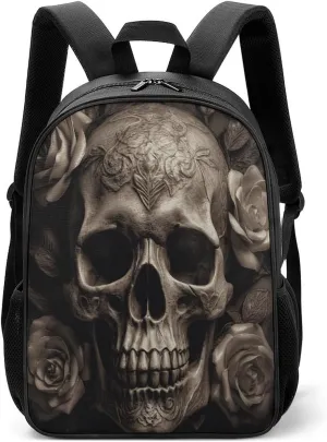 Lightweight Backpacks Cute Travel Bag Durable Leather Rose Skull Printing Small Travel Backpack For Women & Men
