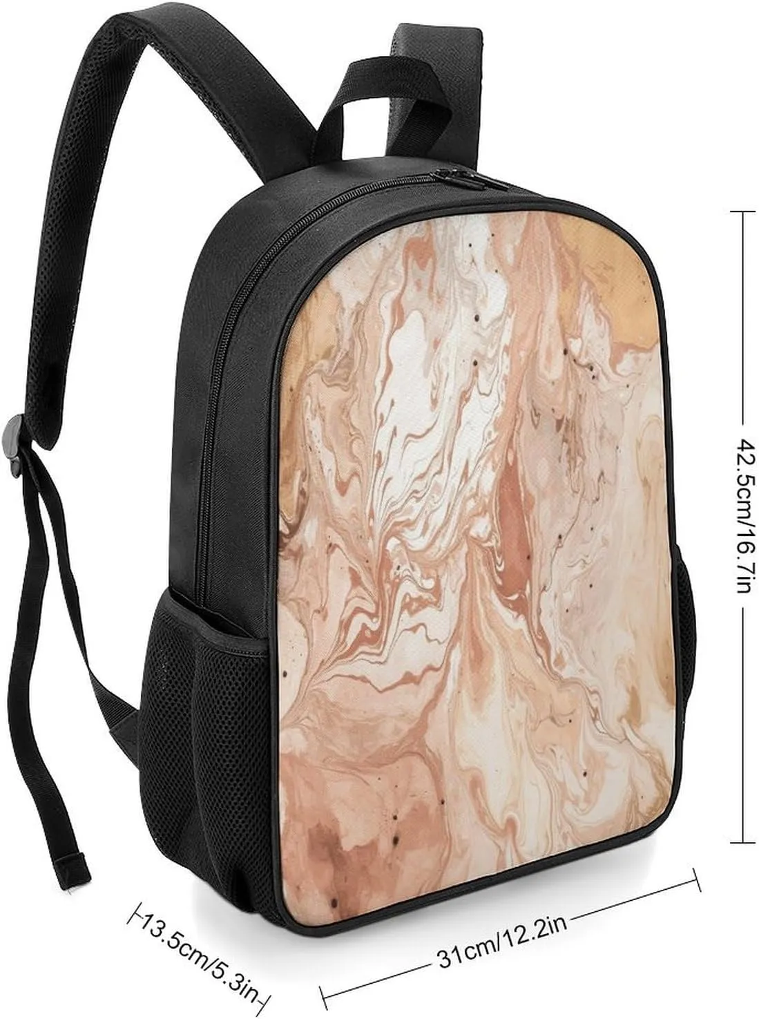 Lightweight Backpacks Cute Travel Bag Durable Light Peach And Brown Printing Small Travel Backpack For Women & Men