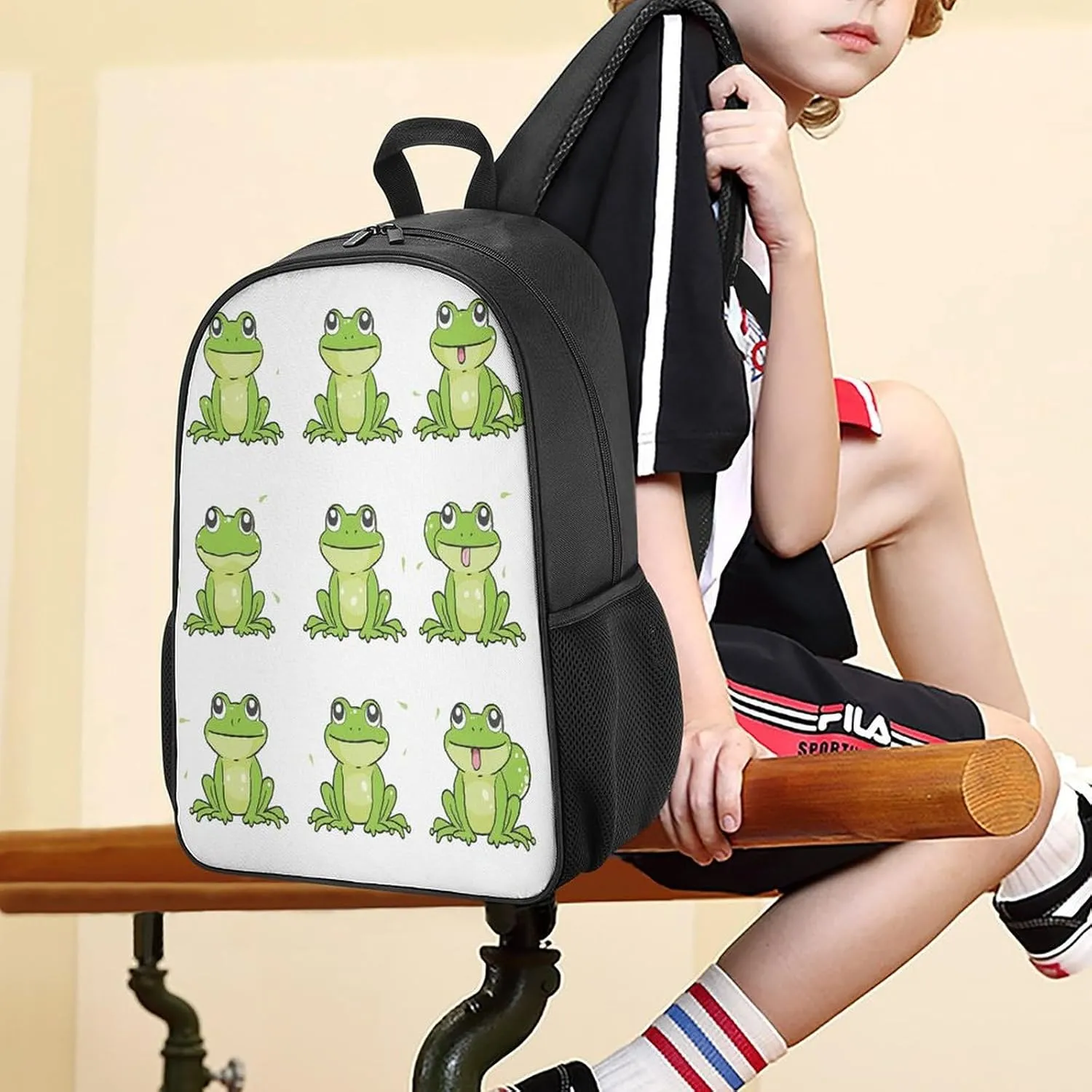 Lightweight Backpacks Cute Travel Bag Durable Little Green Frog Printing Small Travel Backpack For Women & Men