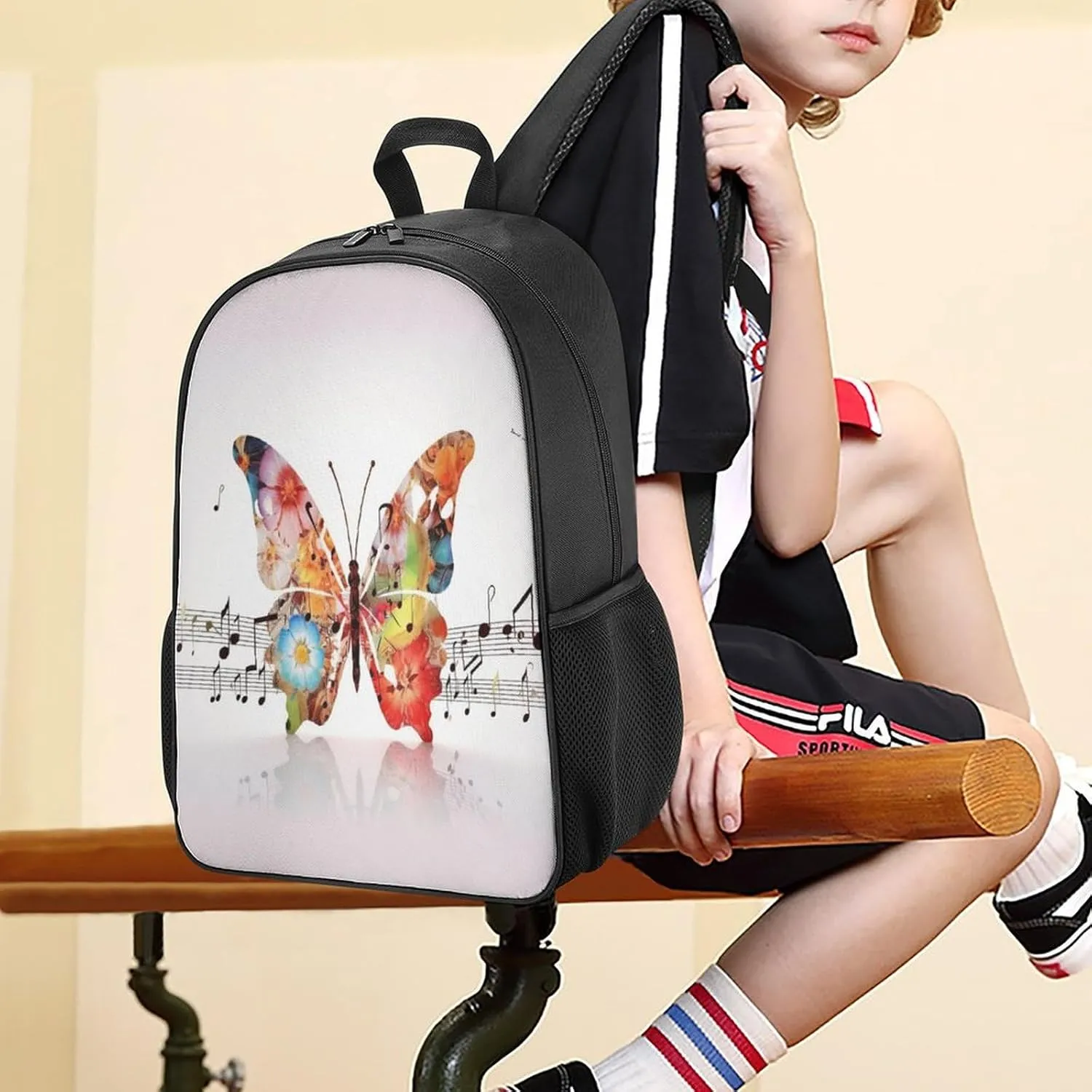 Lightweight Backpacks Cute Travel Bag Durable Music Butterfly Printing Small Travel Backpack For Women & Men