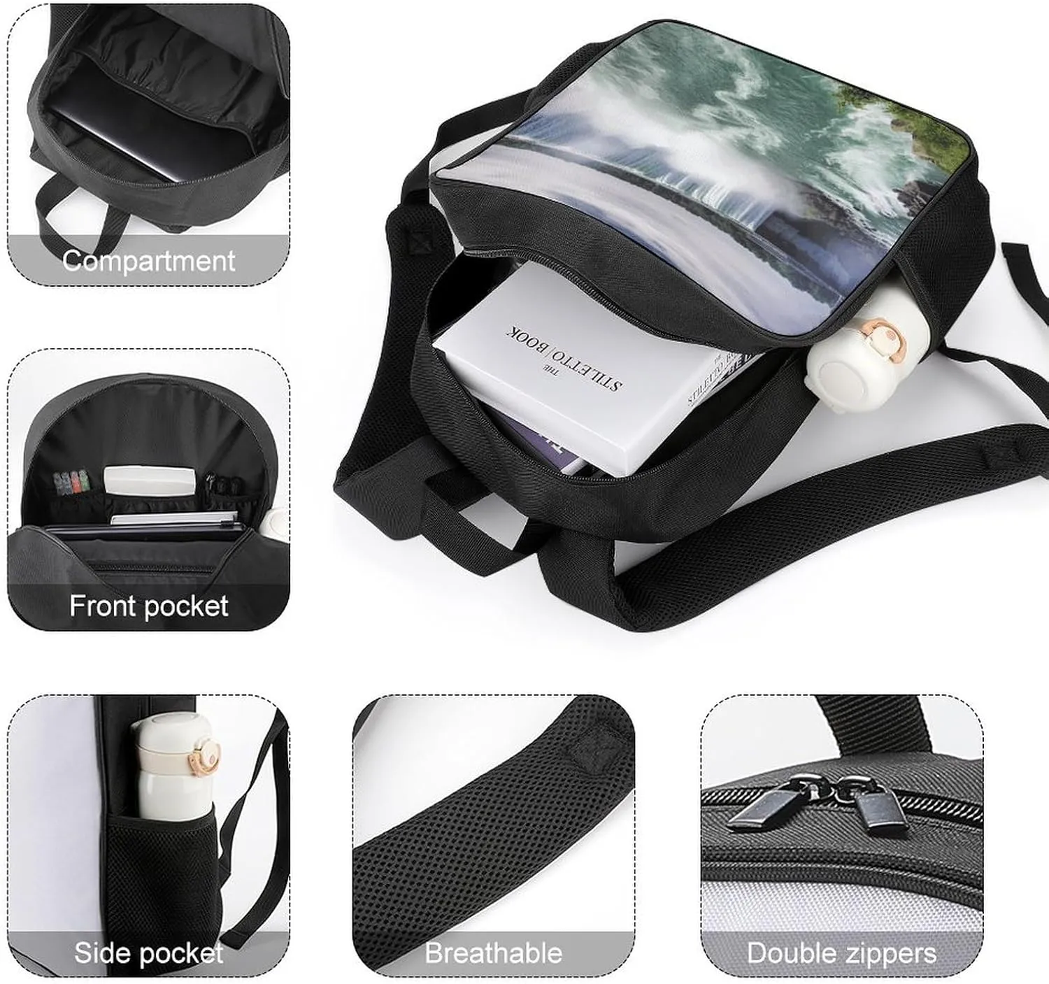 Lightweight Backpacks Cute Travel Bag Durable Niagara Falls Printing Small Travel Backpack For Women & Men